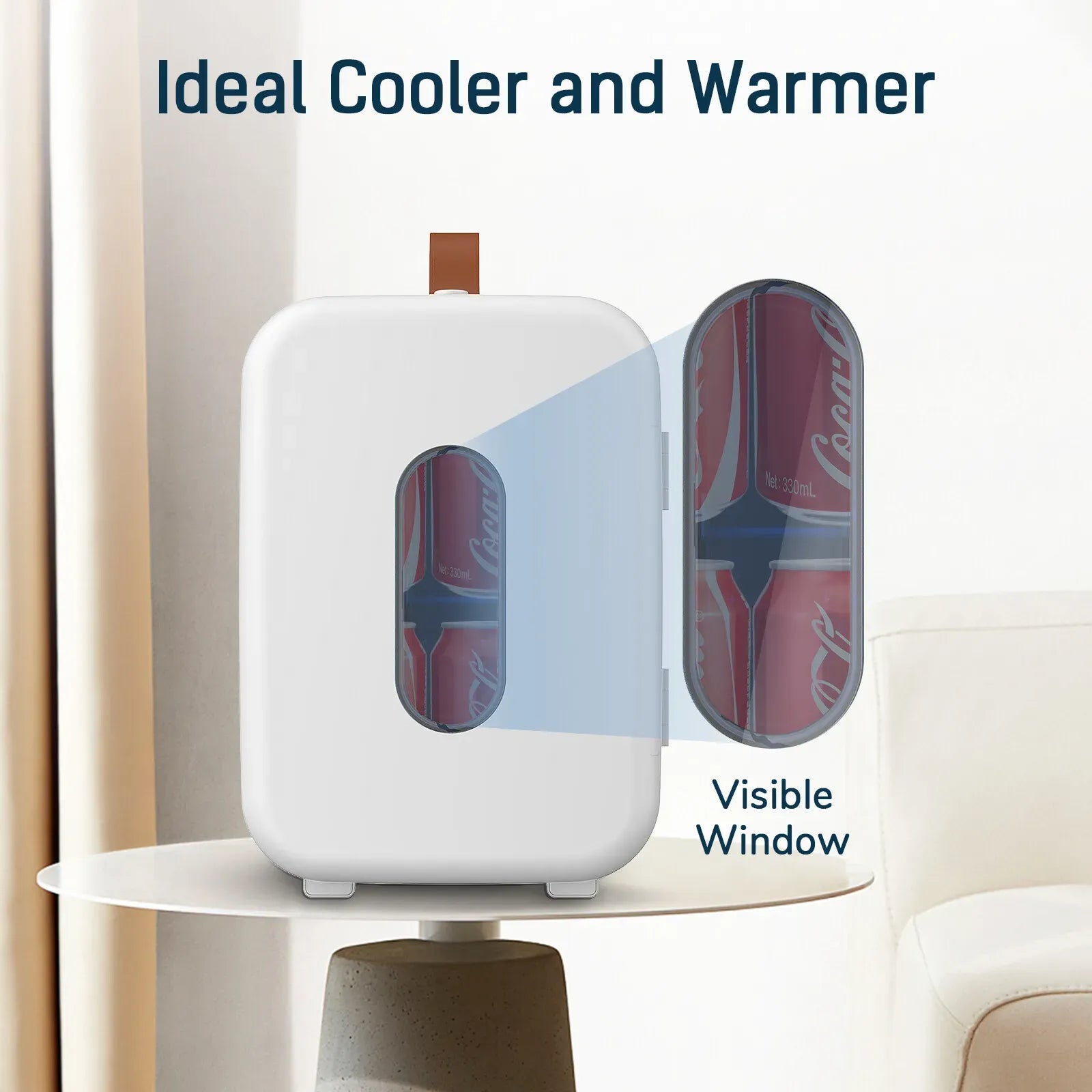 10L Mini Fridge Portable Cooler and Warmer in White for Home, Car, and Camping