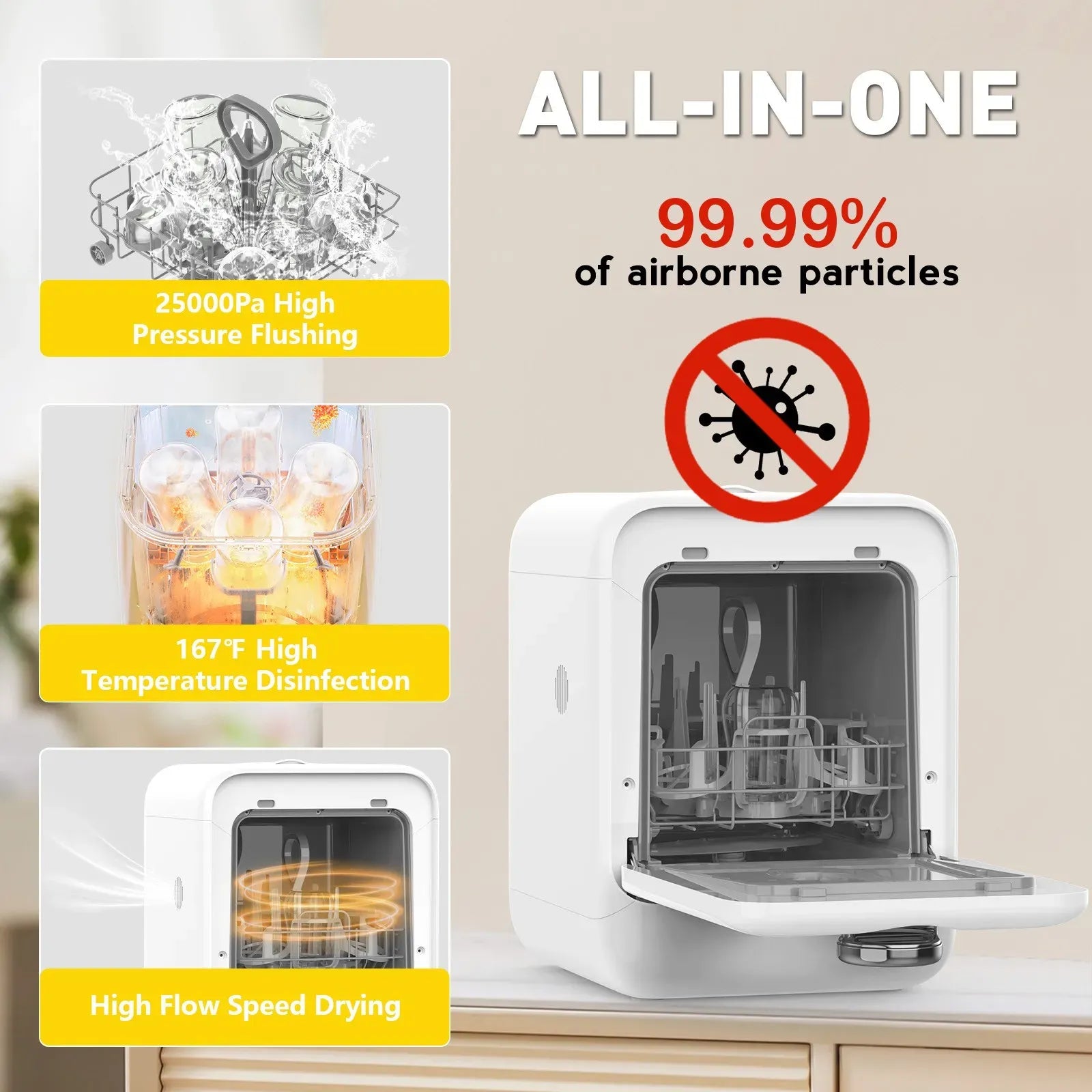 3-in-1 Baby Bottle Washer, Sterilizer & Dryer Combo in White