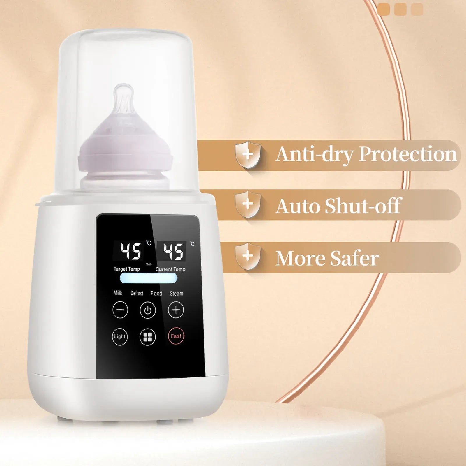 Baby Bottle Warmer Black with LCD Display, Timer, and Adjustable Temperature Control