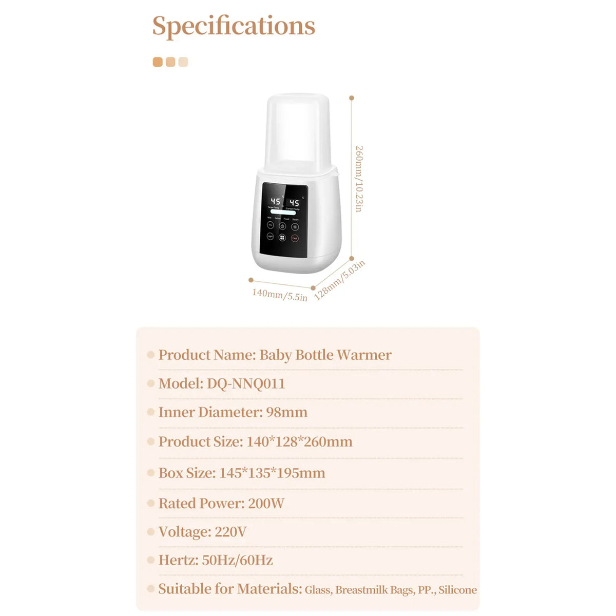 Baby Bottle Warmer Black with LCD Display, Timer, and Adjustable Temperature Control