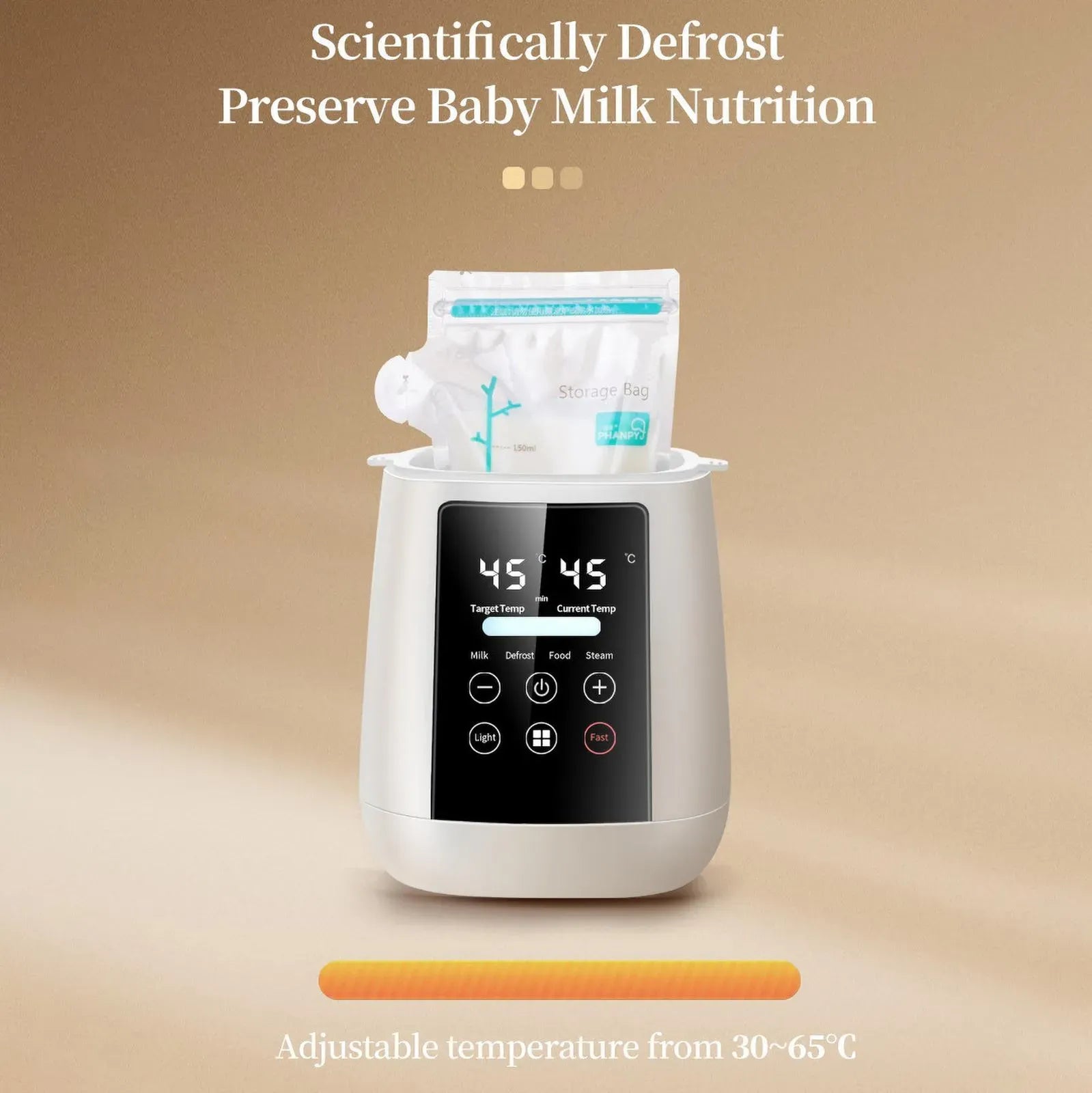 Baby Bottle Warmer Black with LCD Display, Timer, and Adjustable Temperature Control