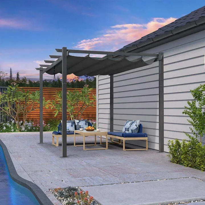 2.7 x 4 M Grey Outdoor Retractable Pergola for Patio