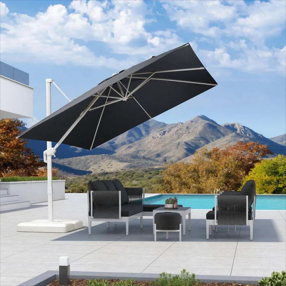 Grey 3m x 4m Cantilever Outdoor Umbrella with 360-Degree Rotation