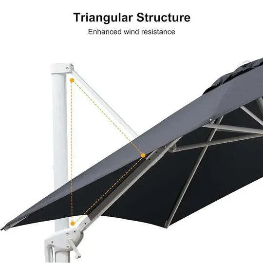 Grey 3m x 4m Cantilever Outdoor Umbrella with 360-Degree Rotation