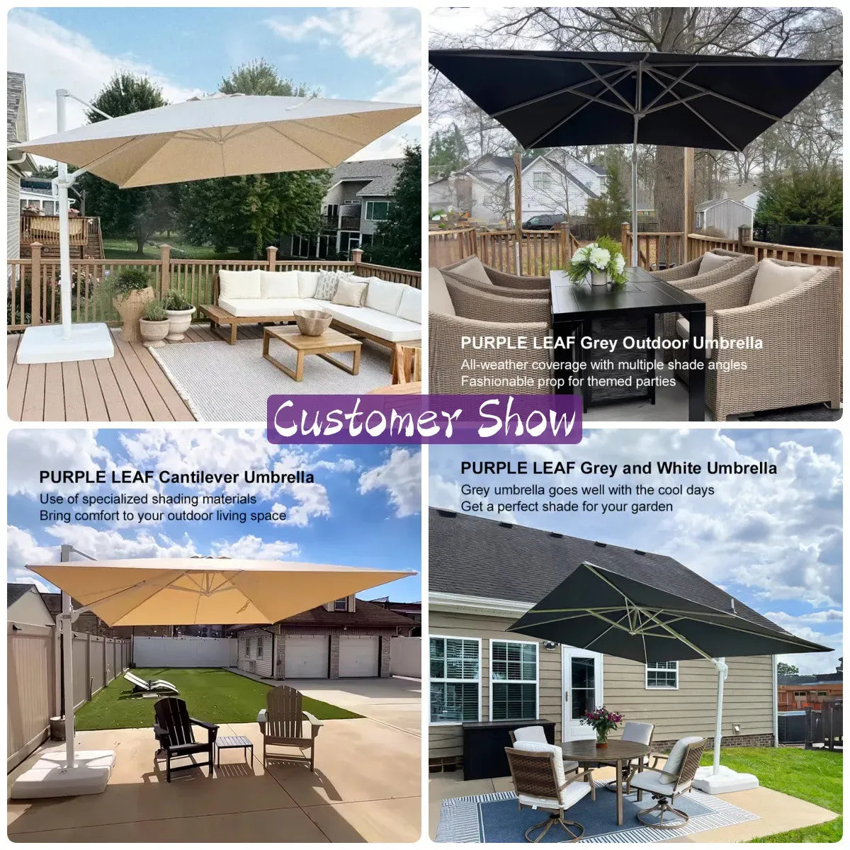 Grey 3m x 4m Cantilever Outdoor Umbrella with 360-Degree Rotation