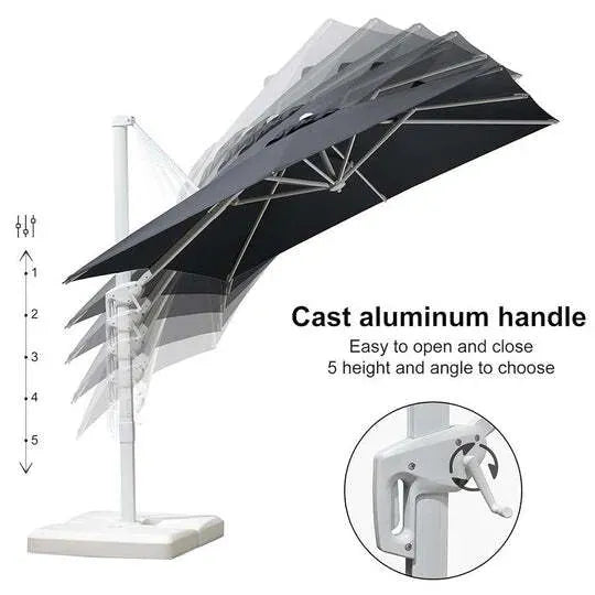 Grey 3m x 4m Cantilever Outdoor Umbrella with 360-Degree Rotation