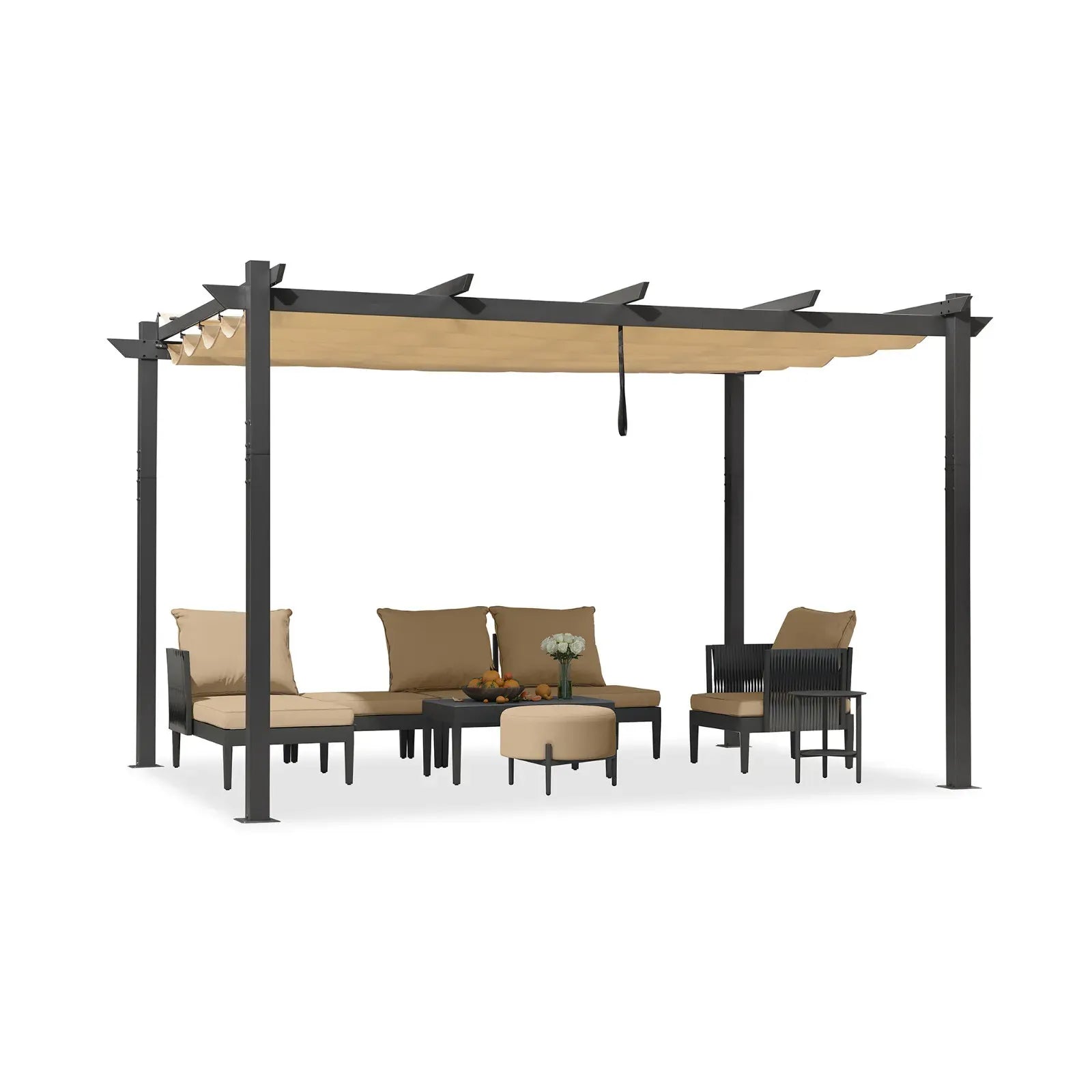 3 x 4 M Grey Outdoor Garden Pergola with Inclined Top Patio Gazebo
