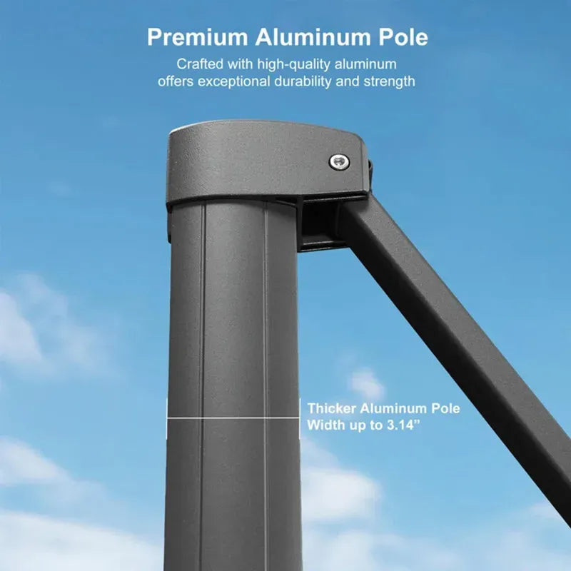 2.5x2.5m Grey Patio Cantilever Outdoor Umbrella with 360-Degree Rotation