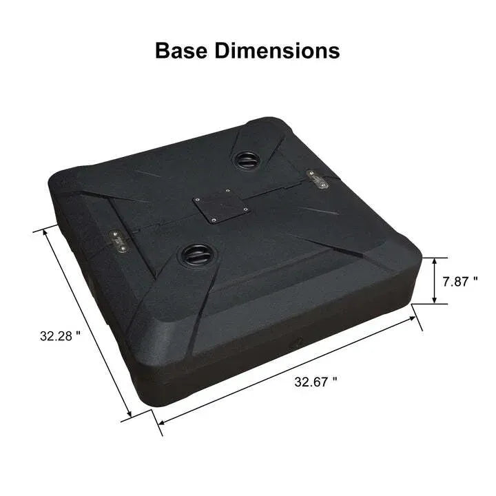 82cm Black Offset Patio Umbrella Base - Sand/Water Filled Square