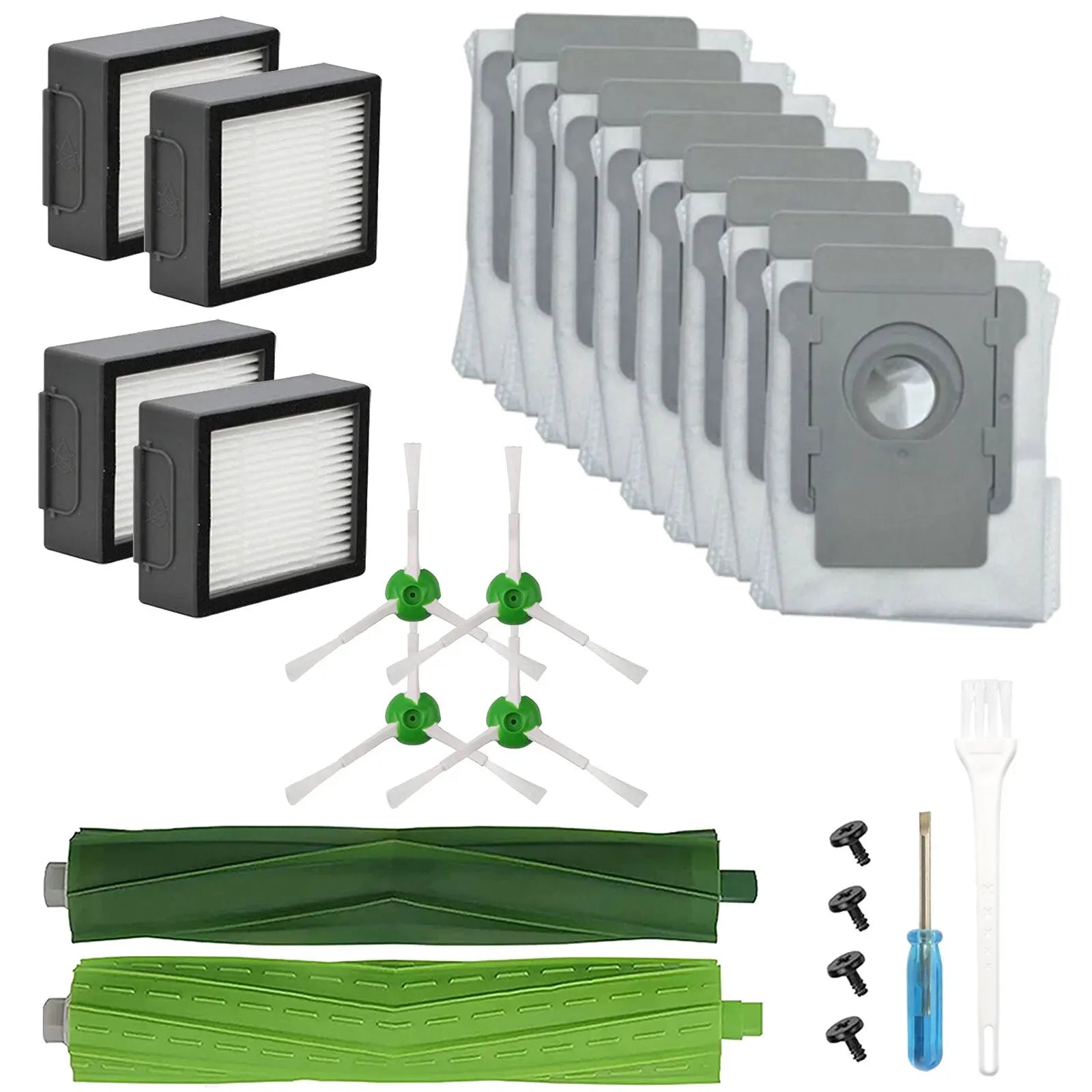 Replacement Filter Brush Parts Set for iRobot Roomba Vacuum Cleaners - Black - 22-Piece Set