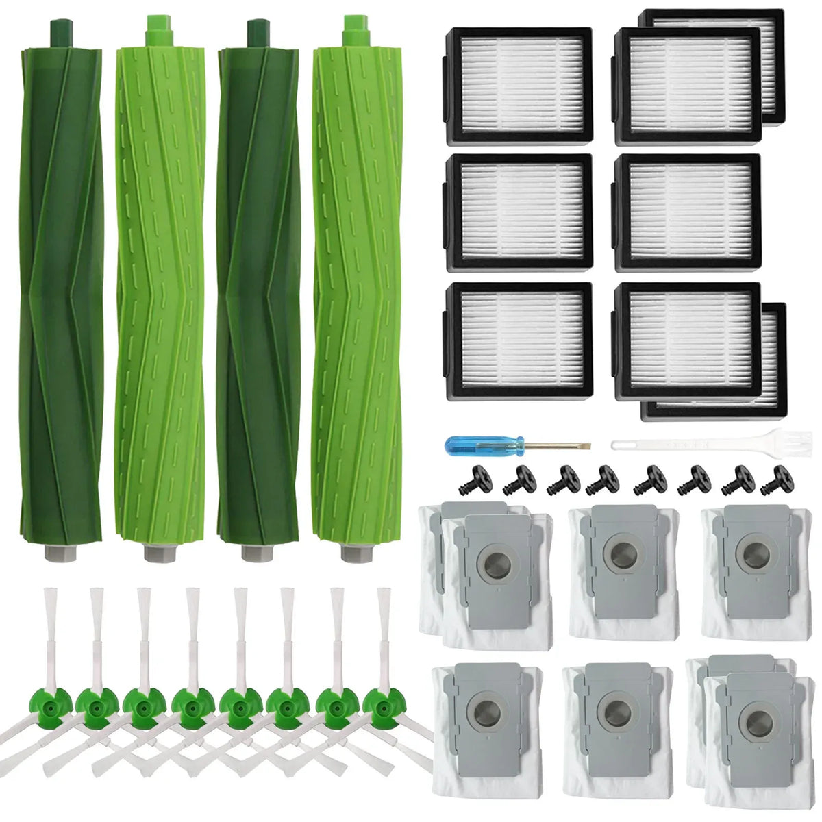 Replacement Filter Brush Parts Set for iRobot Roomba E Series &amp; I Series Vacuum Cleaners, 36-Piece, Black