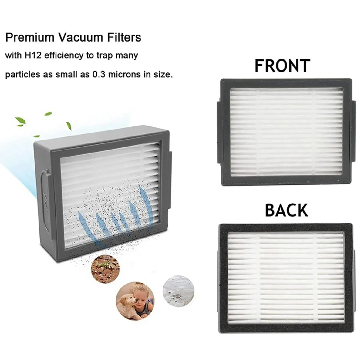 Replacement Filter Brush Parts Set for iRobot Roomba E Series & I Series Vacuum Cleaners, 36-Piece, Black