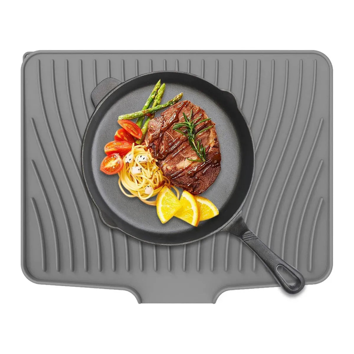 Silicone Sink Drying Mat Grey 40x33cm Heat Resistant Non-Slip Dish Drainer