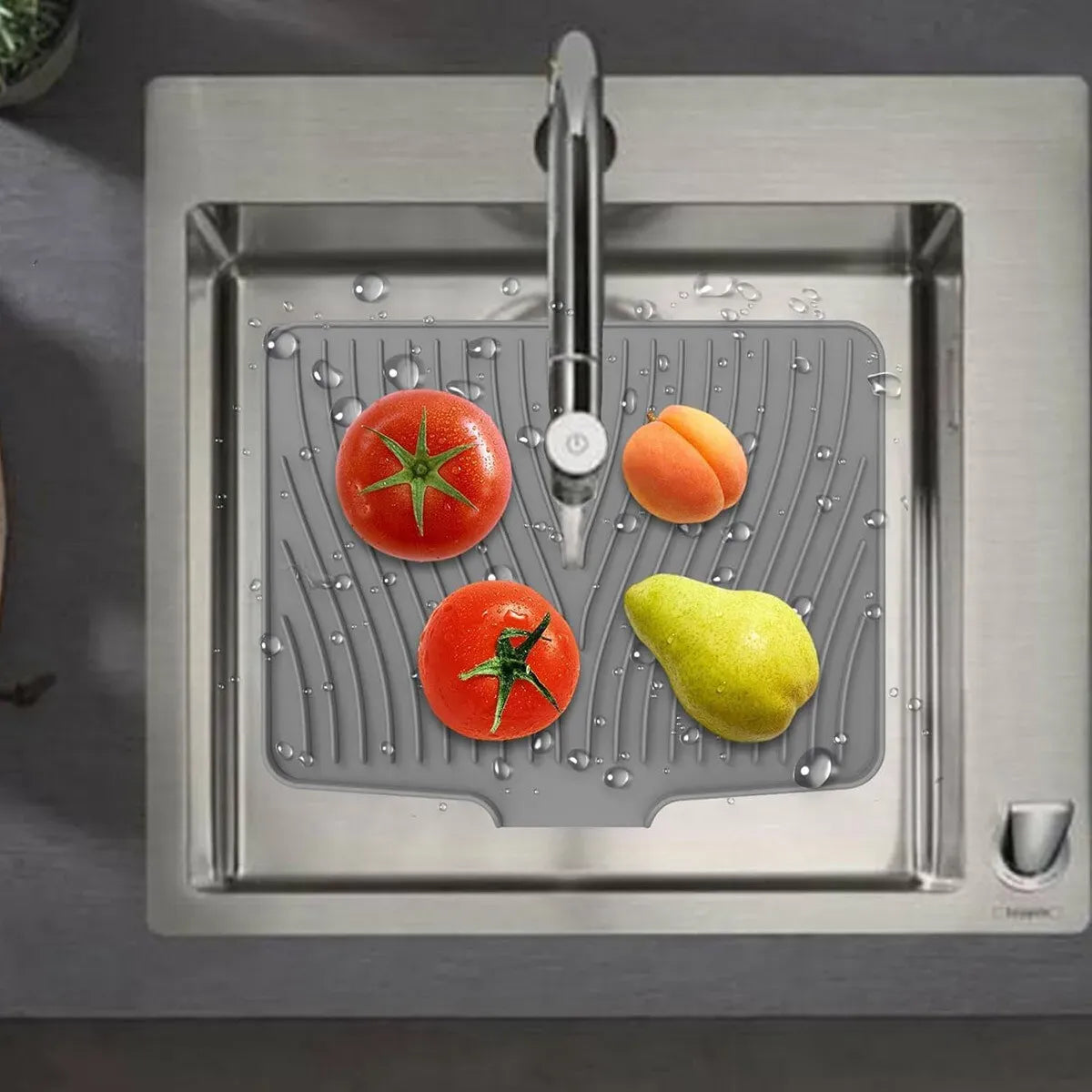 Silicone Sink Drying Mat Grey 40x33cm Heat Resistant Non-Slip Dish Drainer