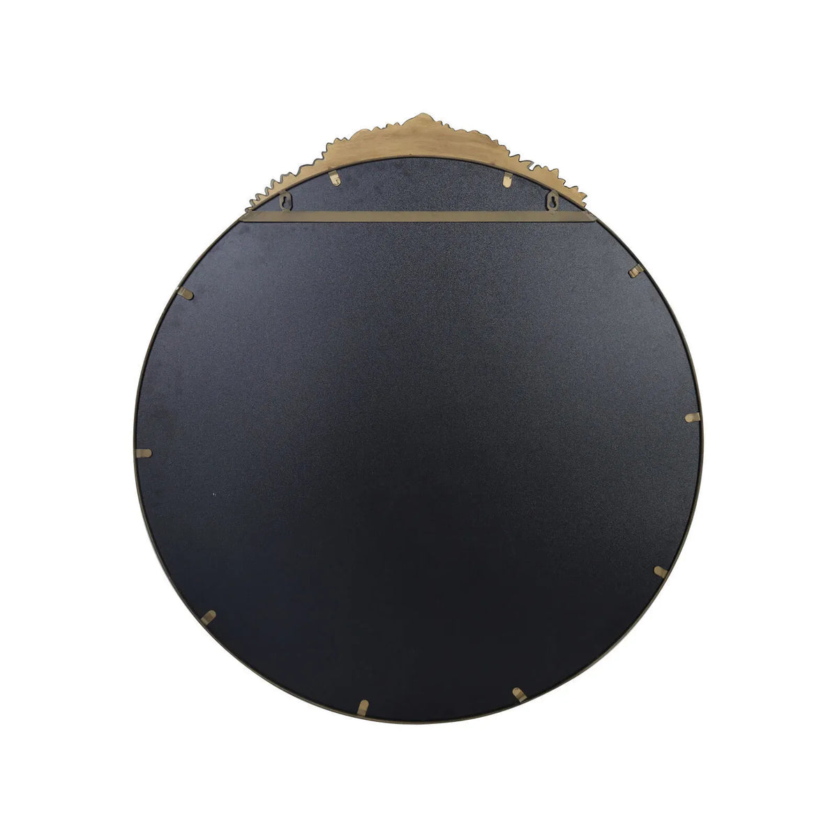 24" Brass Gold Round Baroque Wall Mirror with Embossed Frame