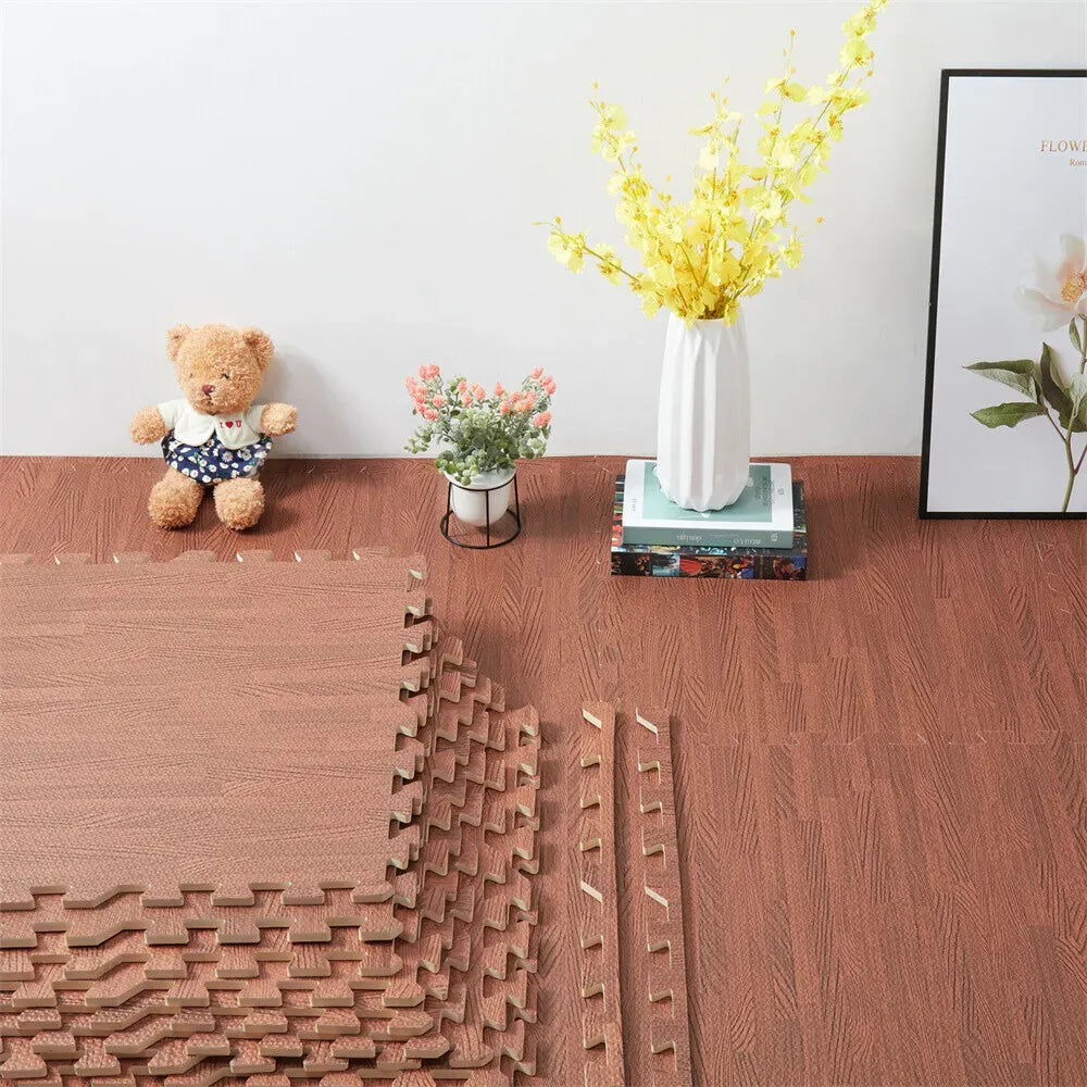 Brown Interlocking Heavy Duty EVA Foam Gym Flooring Mats - 60x60cm - 24 Tiles