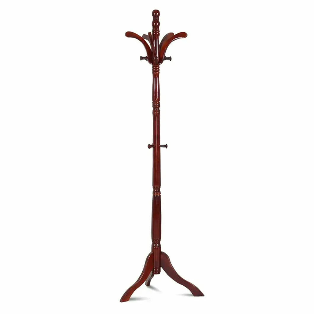 Vintage Redwood Wooden Coat Rack Stand 182.9cm with 13 Hooks for Hats, Clothes, and Handbags