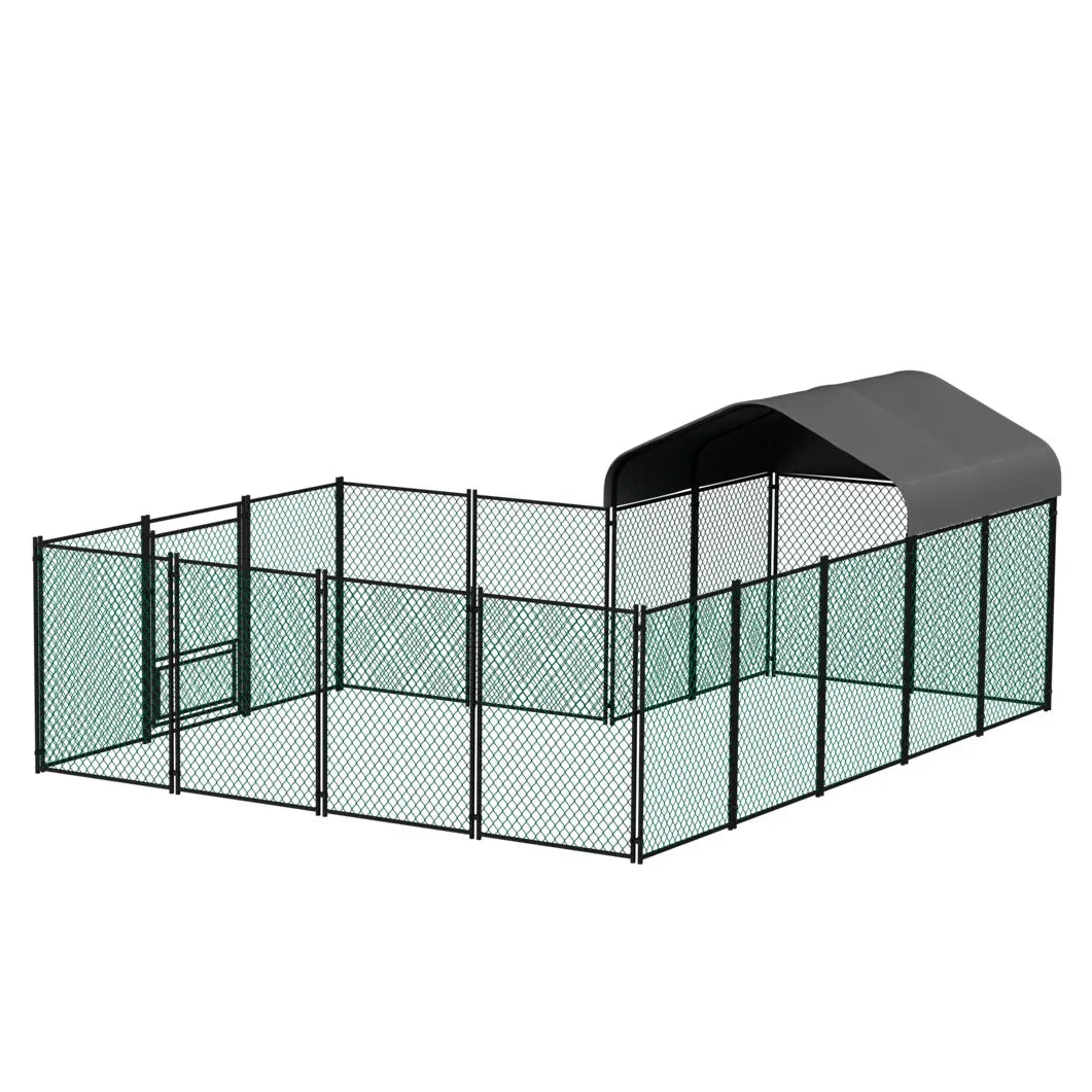 Chicken Run Coop 304.8 x 396.24 cm Covered Poultry Rabbit Hen Cage with Feeding Door