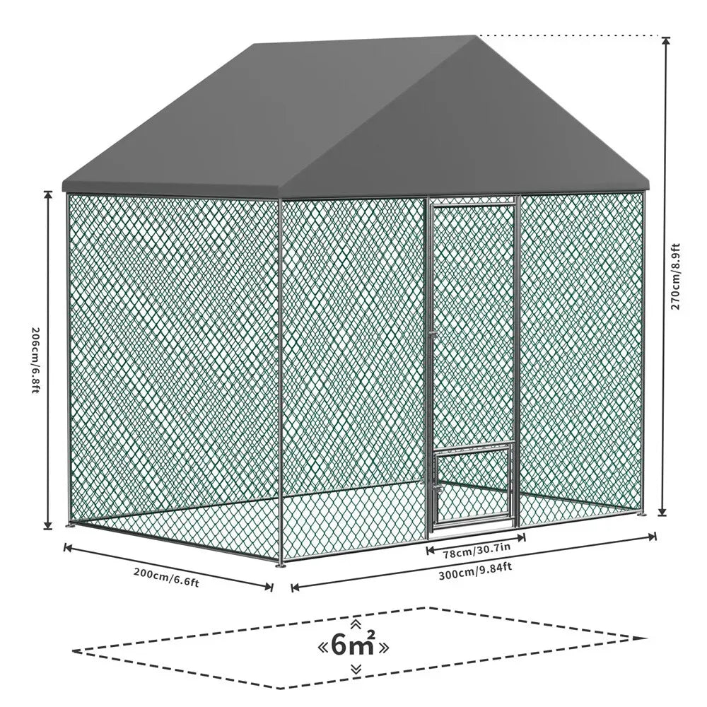 Extra Large Black Chicken Coop Cage Run Rabbit Hutch Walk-In Hen Enclosure 300x200x270cm