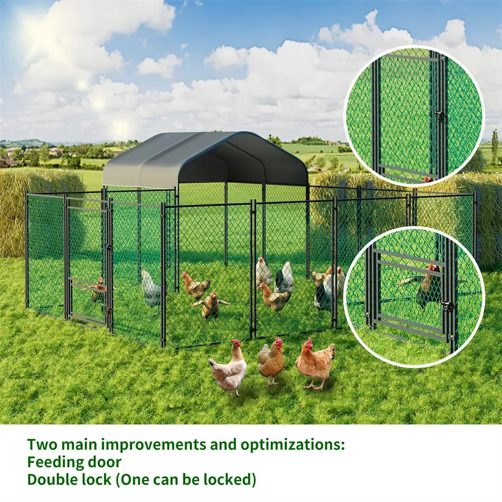 Extra Large Black Chicken Coop Cage Run Rabbit Hutch Walk-In Hen Enclosure 300x200x270cm
