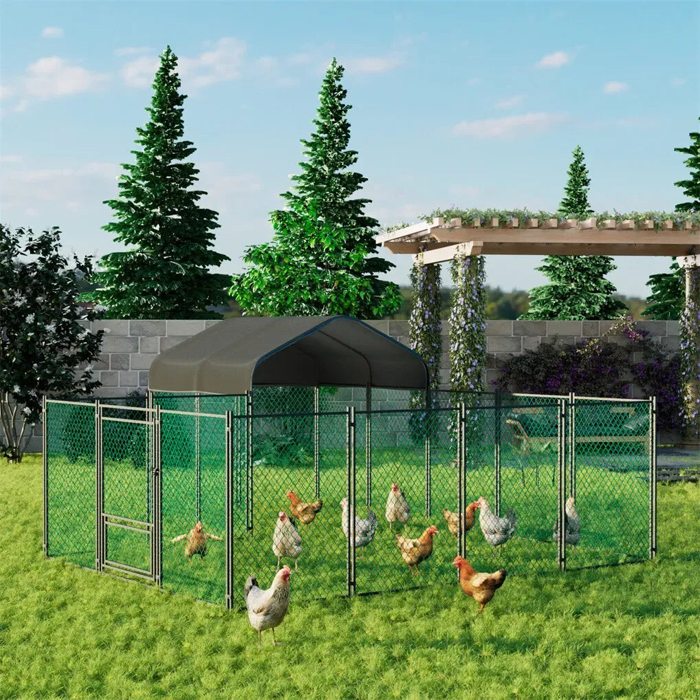 Extra Large Black Chicken Coop Cage Run Rabbit Hutch Walk-In Hen Enclosure 300x200x270cm