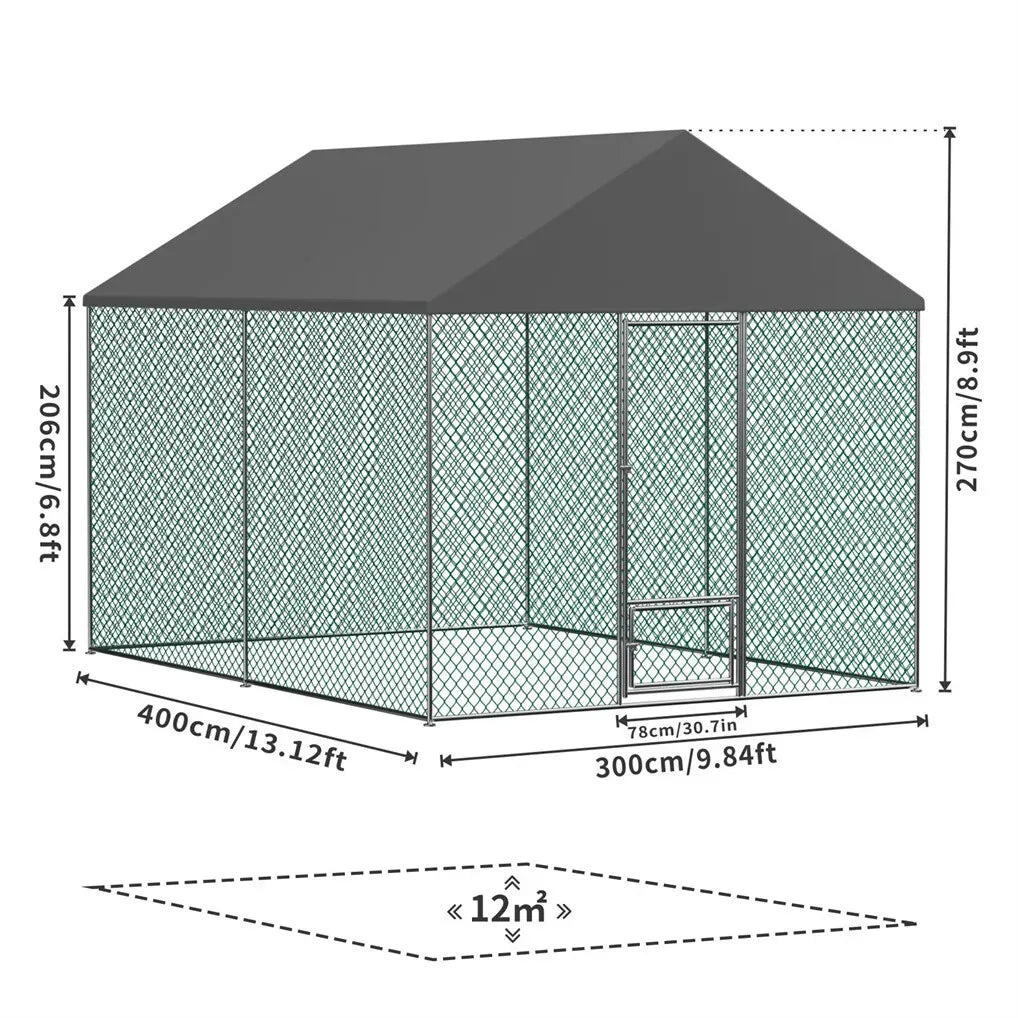 Extra Large Green Chicken Coop Cage Run Rabbit Hutch Walk In Hen Enclosure 300x400x270cm