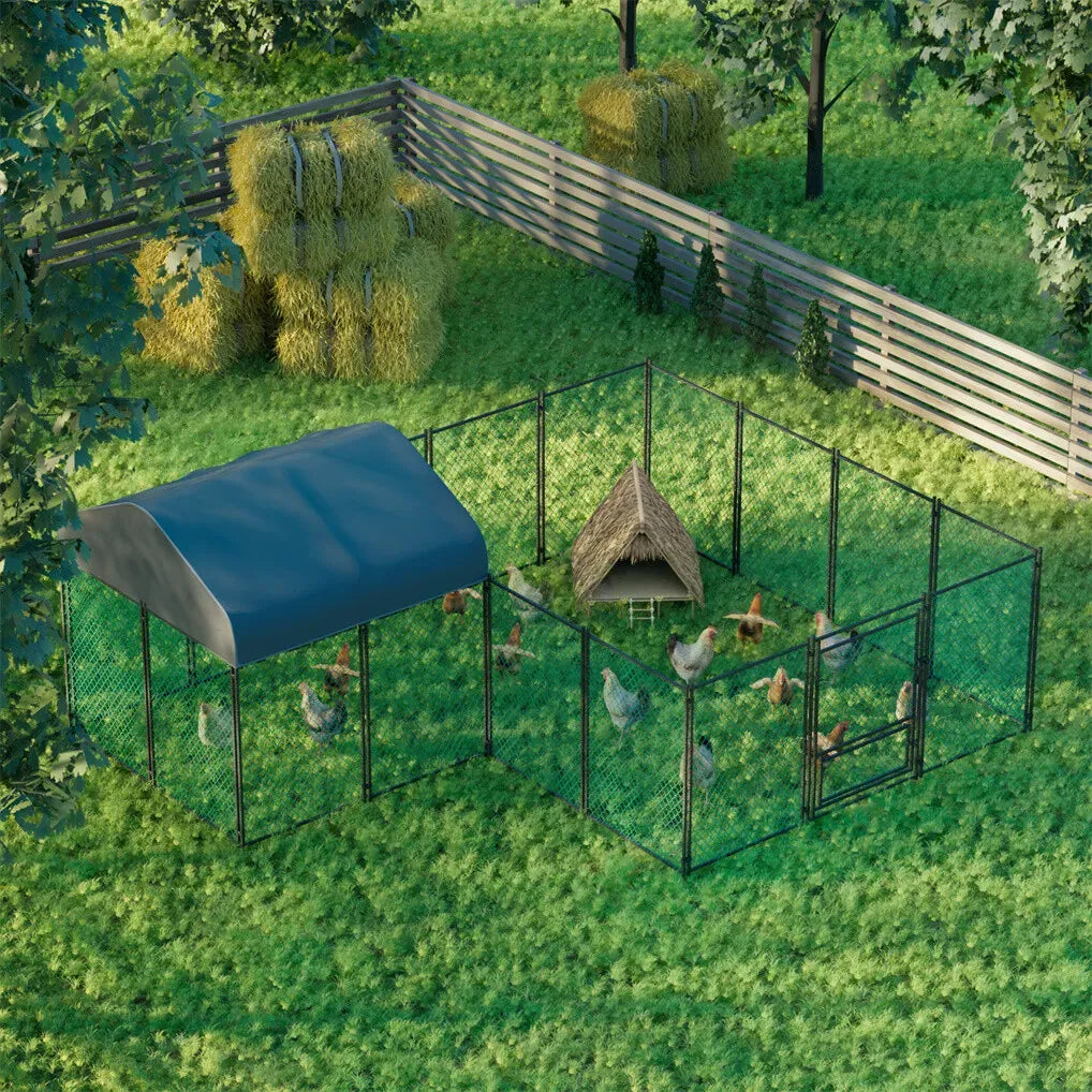 Extra Large Green Chicken Coop Cage Run Rabbit Hutch Walk In Hen Enclosure 300x400x270cm