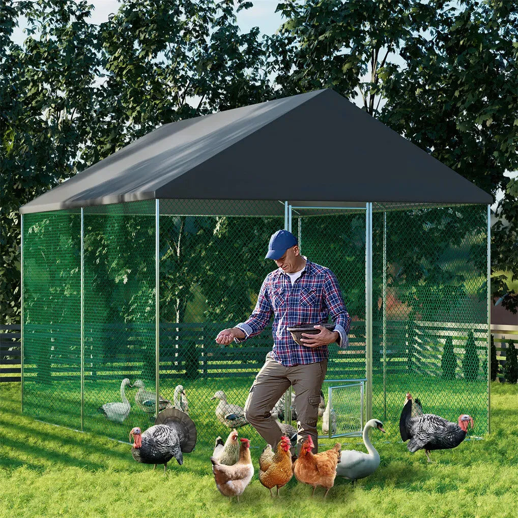 Extra Large Green Chicken Coop Cage 300x600cm with Waterproof Cover and Walk-In Design