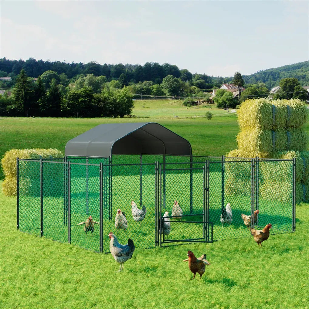 Extra Large Green Chicken Coop Cage 300x600cm with Waterproof Cover and Walk-In Design