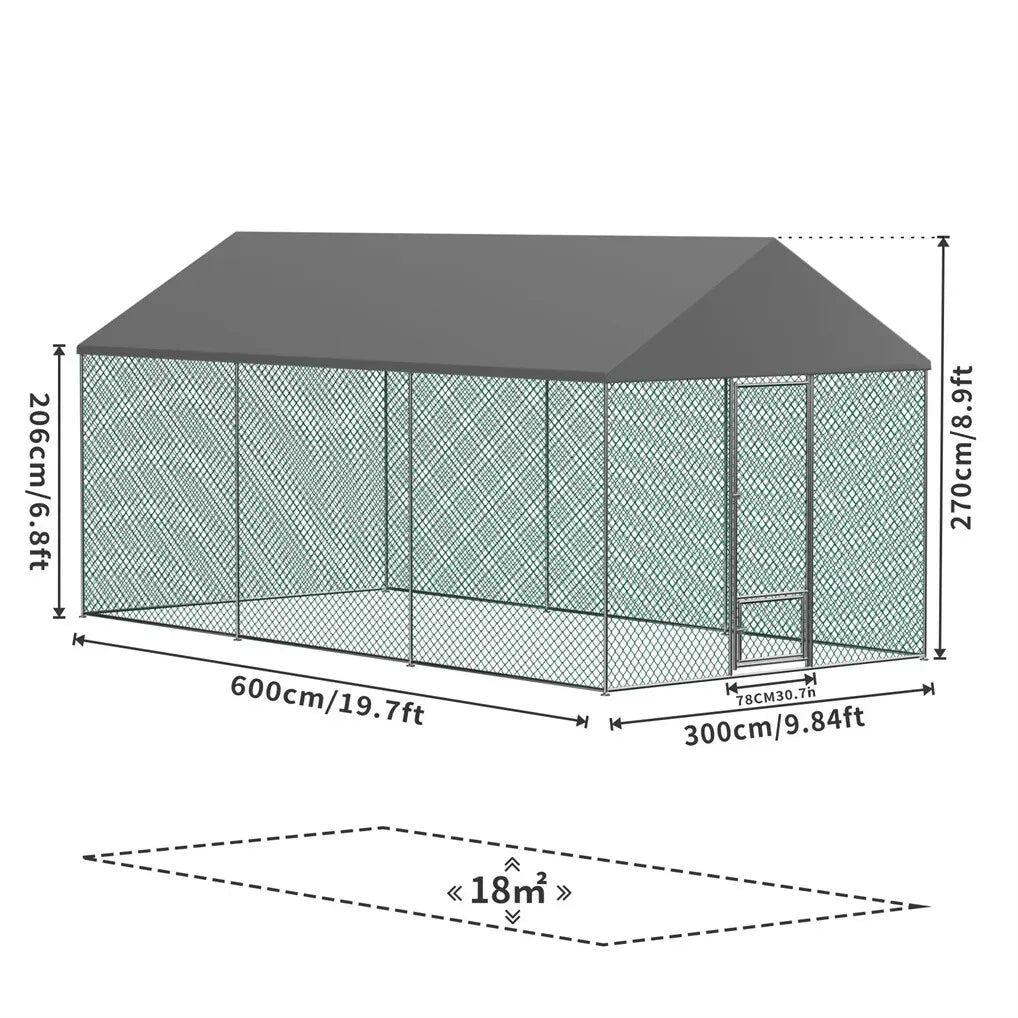 Extra Large Green Chicken Coop Cage 300x600cm with Waterproof Cover and Walk-In Design