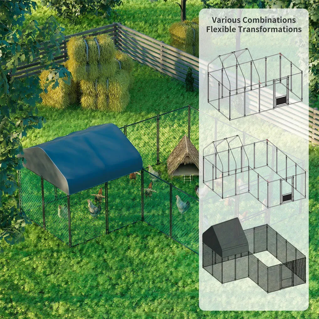 Extra Large Green Chicken Coop Cage 300x600cm with Waterproof Cover and Walk-In Design