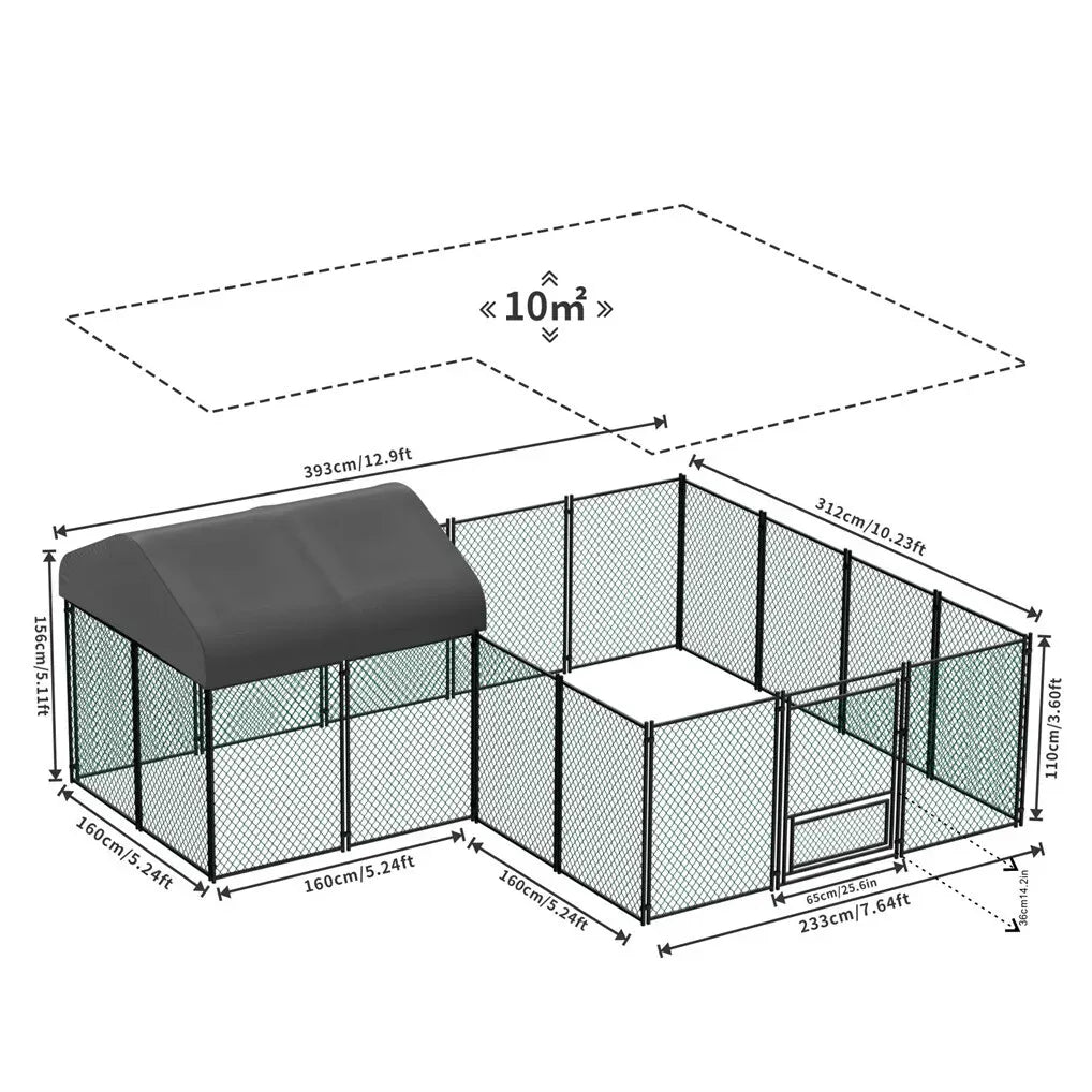 Extra Large Green Chicken Coop Cage 300x600cm with Waterproof Cover and Walk-In Design