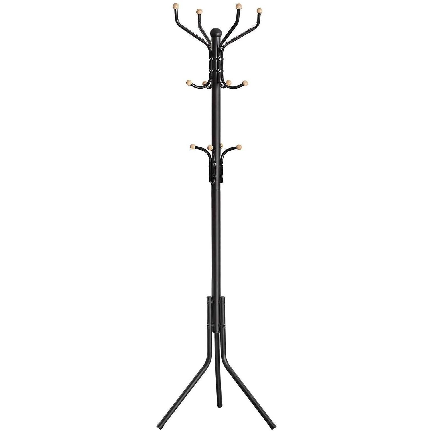 Metal Coat Rack Stand Hat Hanger, Black, 182cm