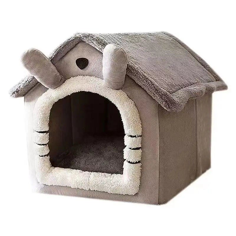 Soft Indoor Dog House &amp; Bed, Washable Grey