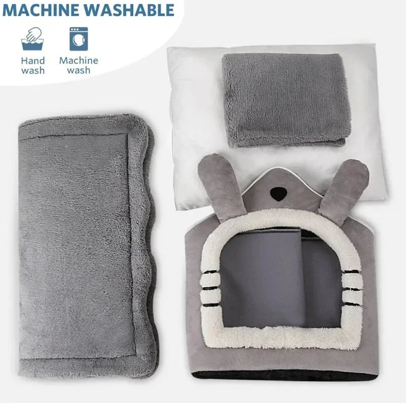 Soft Indoor Dog House & Bed, Washable Grey