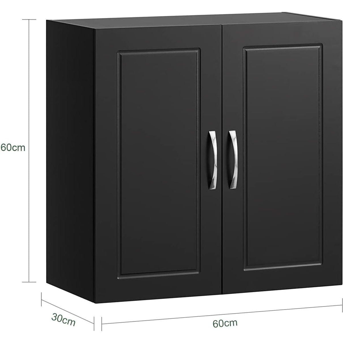 Wall Storage Cabinet Double Doors, Black