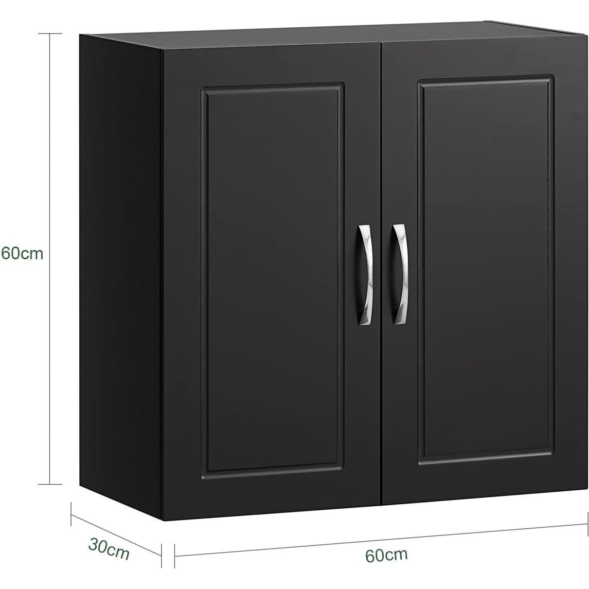 Wall Storage Cabinet Double Doors, Black