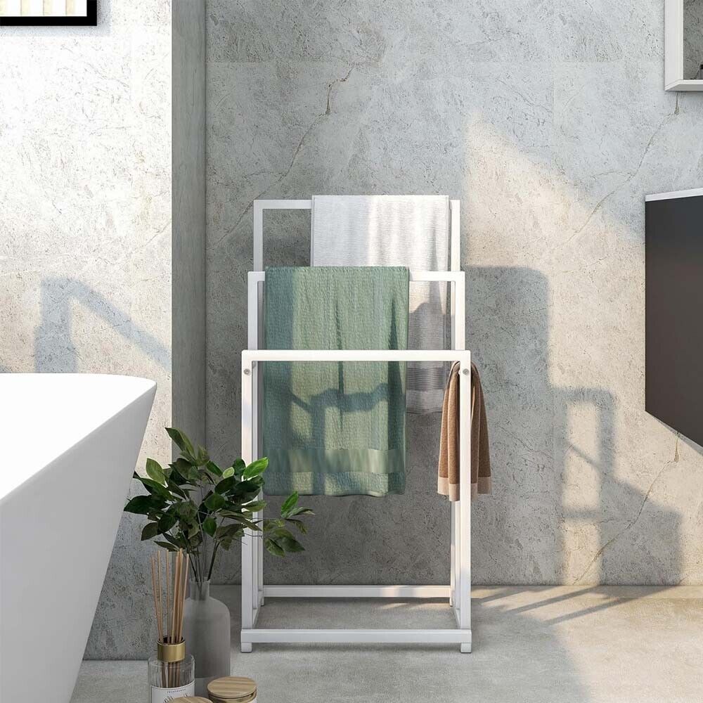3 Tier Metal Freestanding Towel Rack Rail Holder Drying Stand