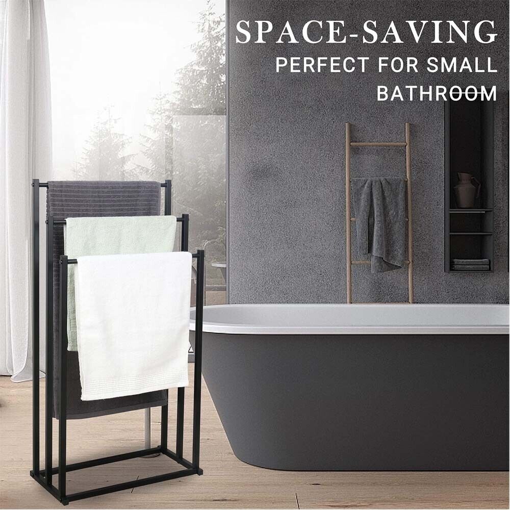 3 Tier Metal Towel Rack Freestanding Bathroom Organizer Rail