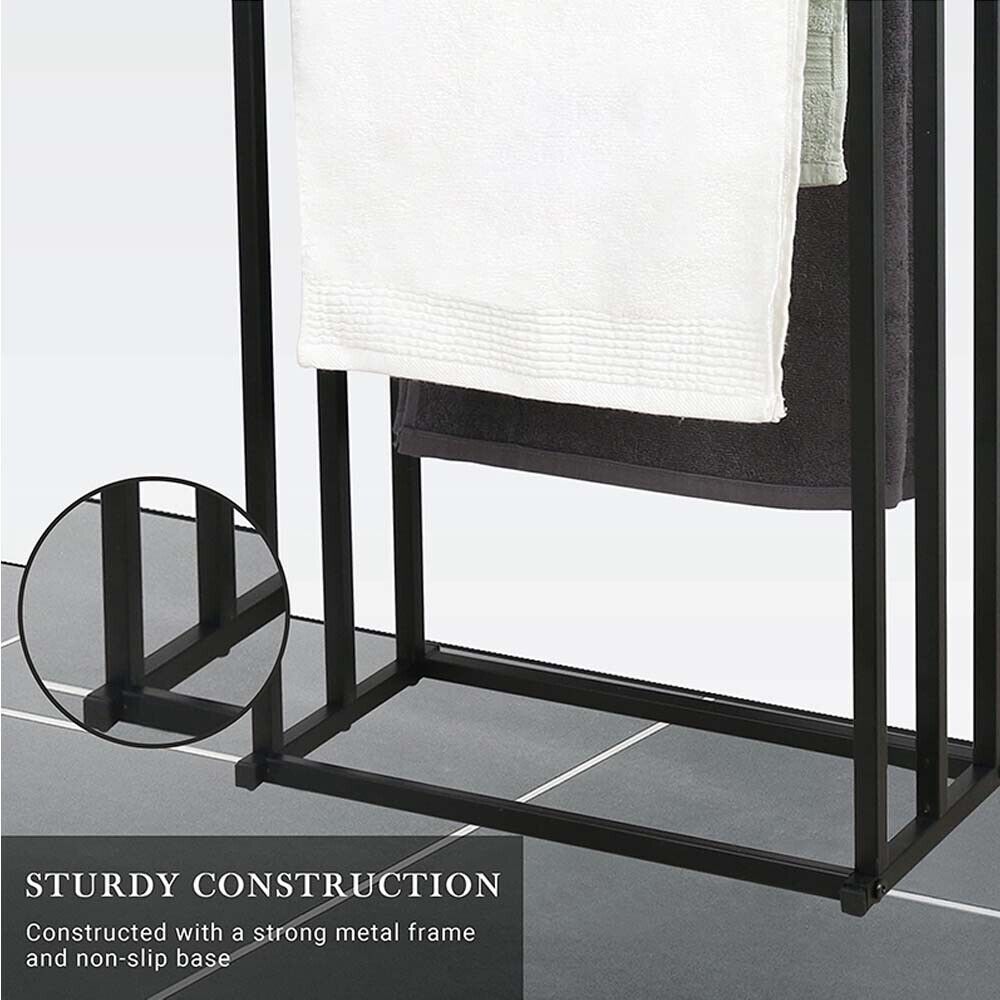 Metal Free Standing Towel Rack 3 Tier Bathroom Rail Shelf Dryer