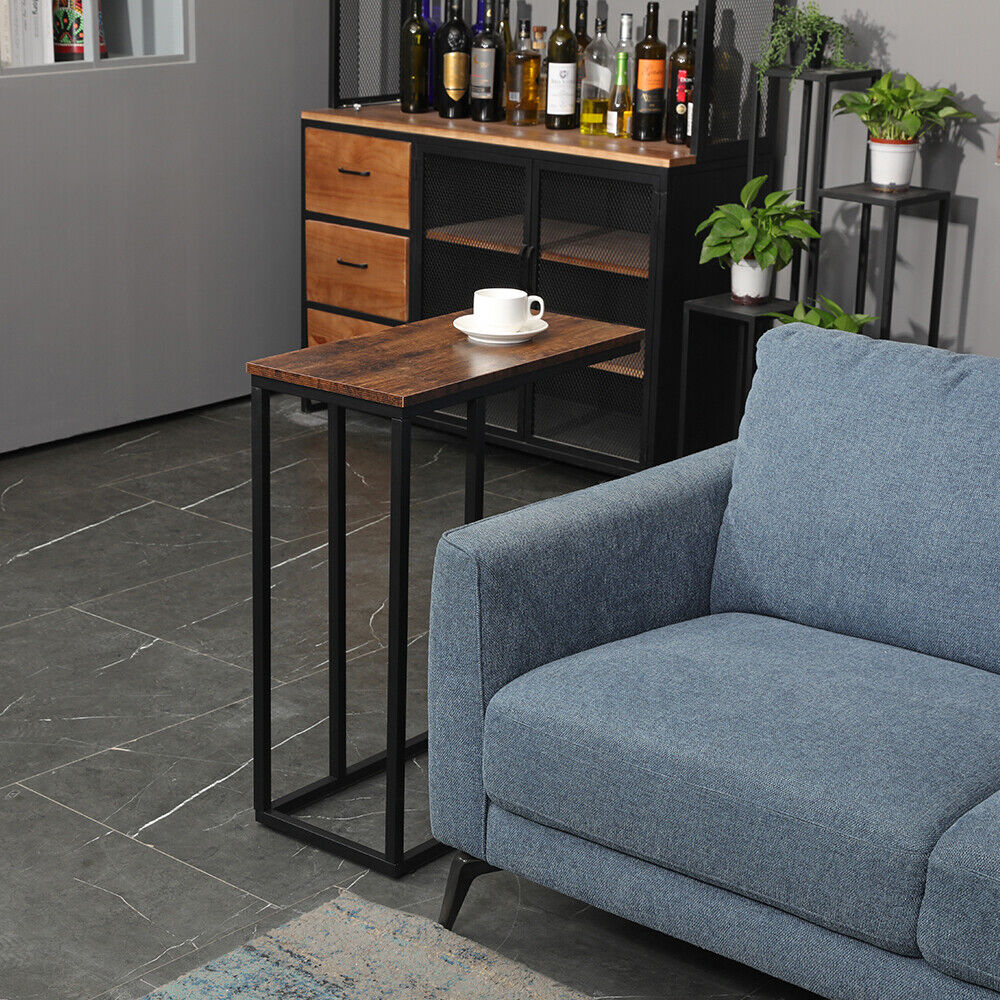 C-Shaped Sofa Side End Table Metal Frame Laptop Tray - All Family