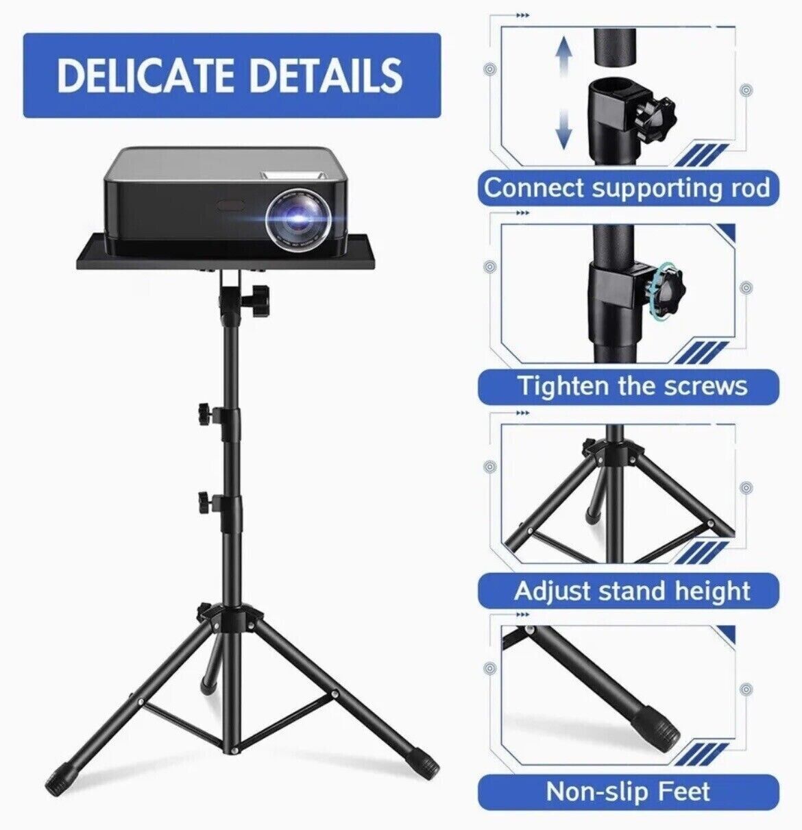 Adjustable Tripod Stand for Projector & Laptop 22-55 Portable