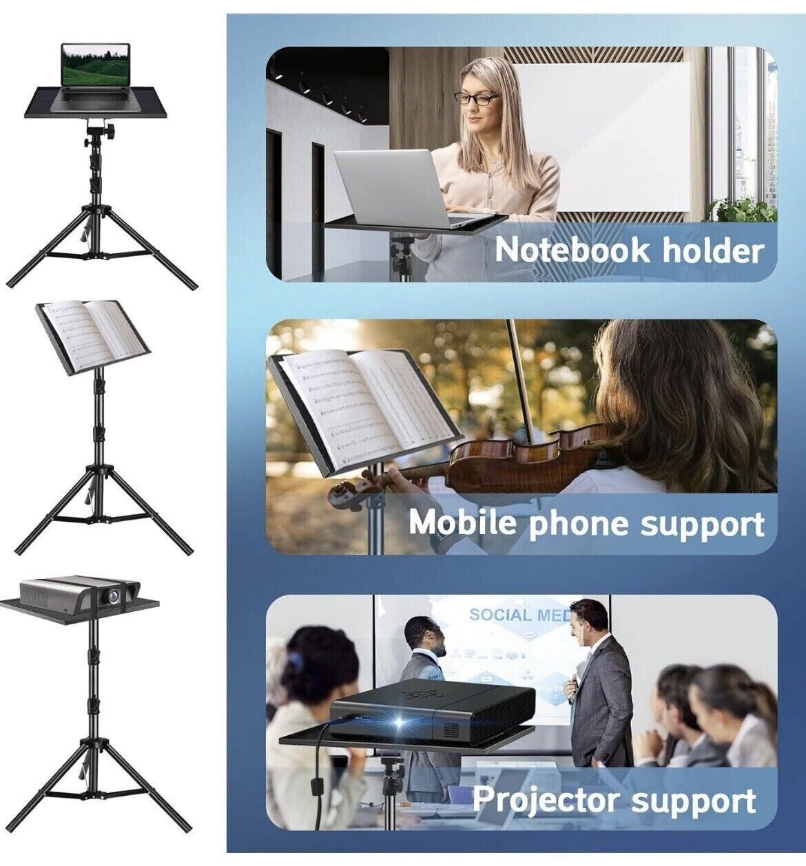 Adjustable Tripod Stand for Projector & Laptop 22-55 Portable