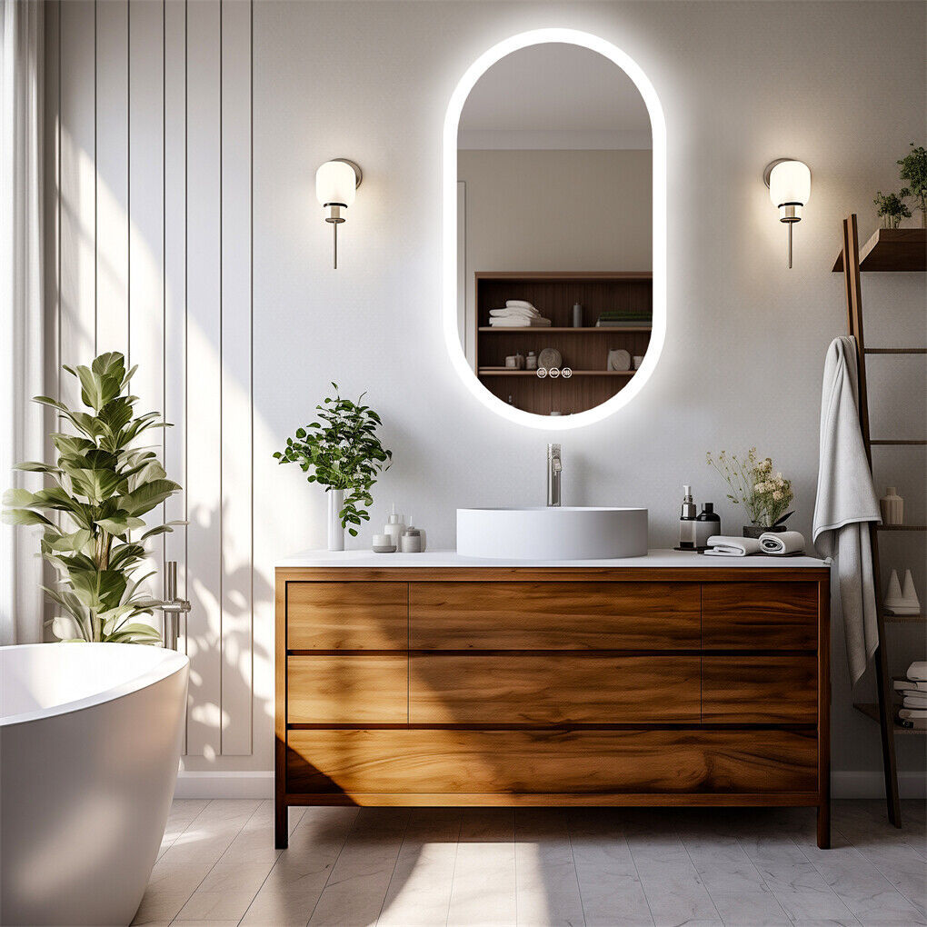 120x60cm LED Bathroom Mirror Oval Anti-Fog Dimmable Wall Mount