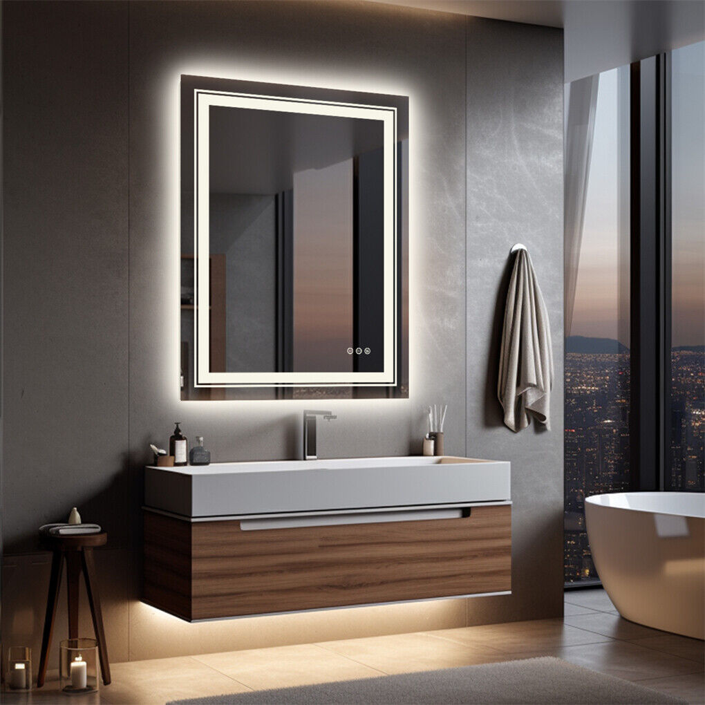 600x800mm LED Bathroom Mirror Anti-fog Illuminated Shatterproof