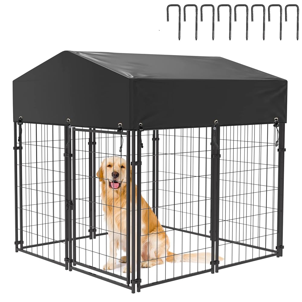 Outdoor Dog Kennel XS Pet Cage with Roof &amp; Cover 127x120x134cm