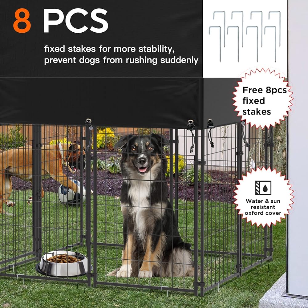 Outdoor Dog Kennel XS Pet Cage with Roof & Cover 127x120x134cm