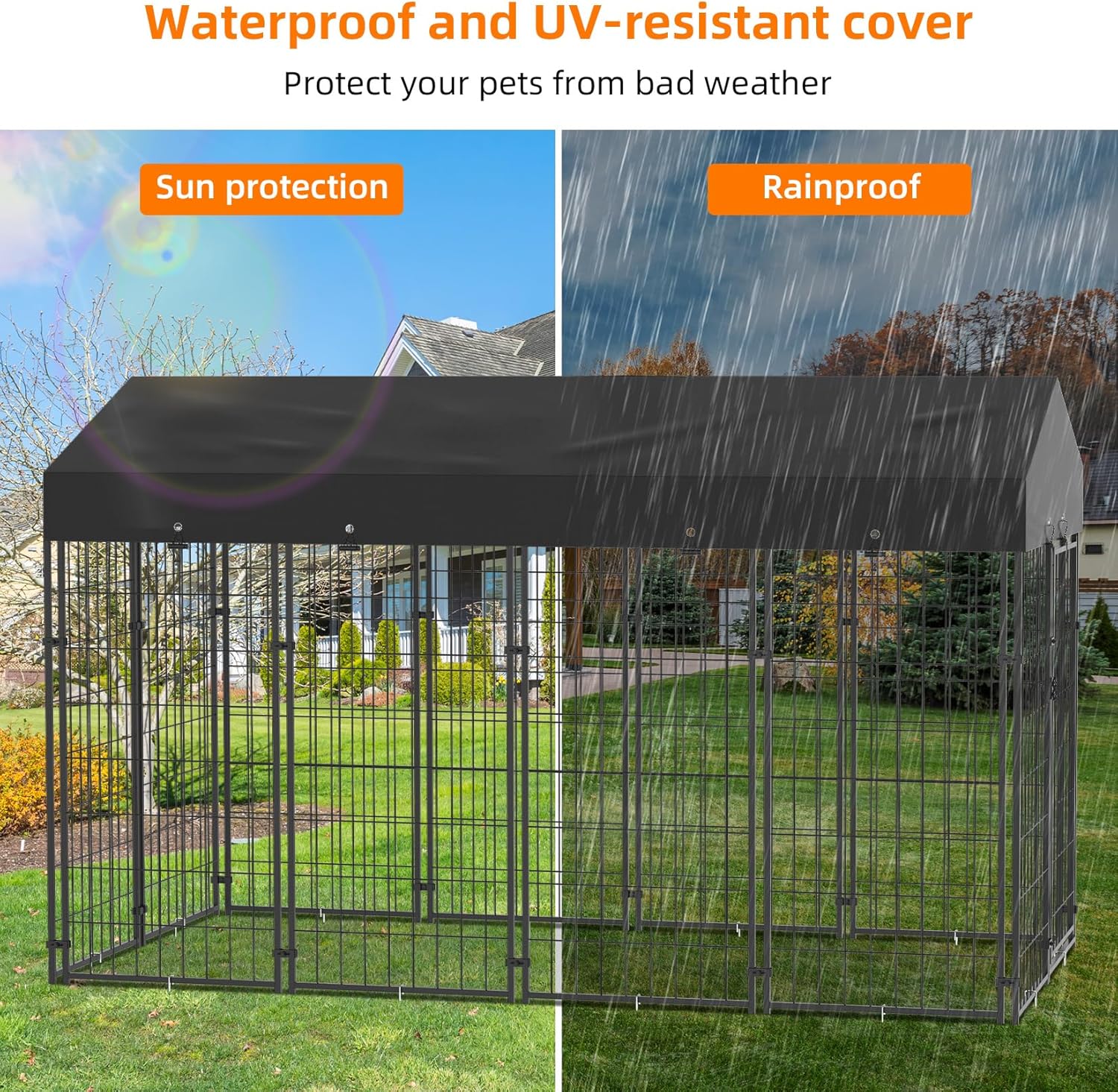 Small Outdoor Dog Kennel Pet Cage with Roof Cover 125x120x165cm