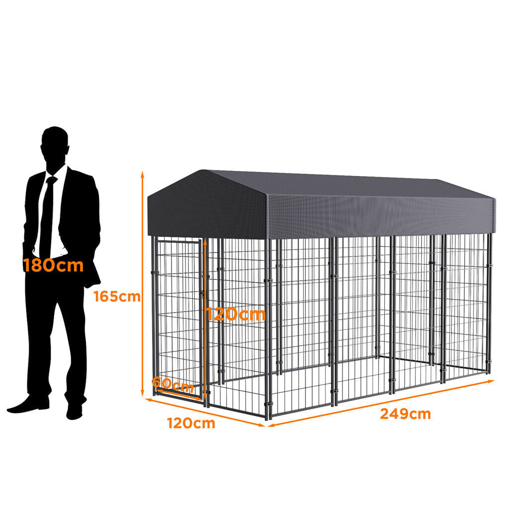 Large Outdoor Dog Kennel 250x120x165cm Pet Cage with Roof