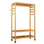 3-Tier Wooden Clothes Rack Rolling Garment Stand w/ Hooks